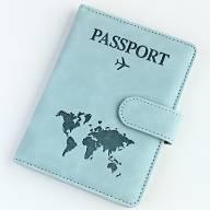 A-116 Обложка на паспорт c кнопкой &quot;Travel 101&quot; (эко-кожа) - A-116 Обложка на паспорт c кнопкой "Travel 101" (эко-кожа)
